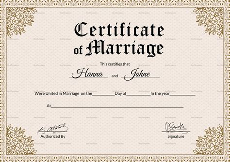 Printable Keepsake Marriage Certificate